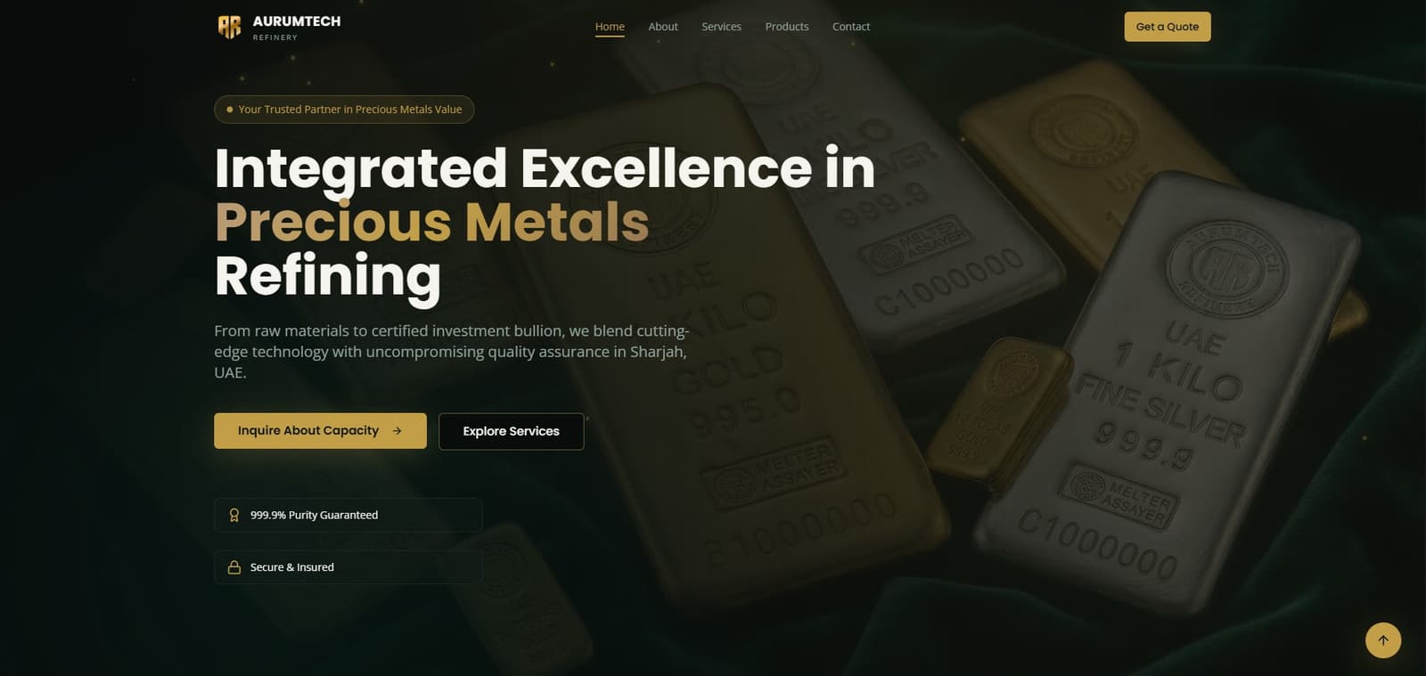 AurumTech Refinery — precious metals website — view 1